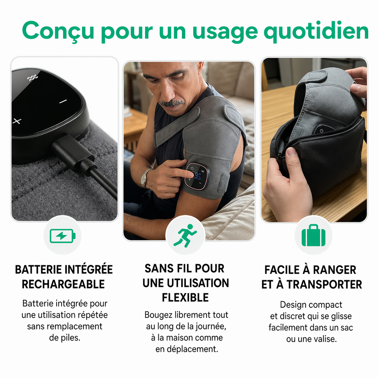 Masseur d'épaule Triple Méthode Kompressa